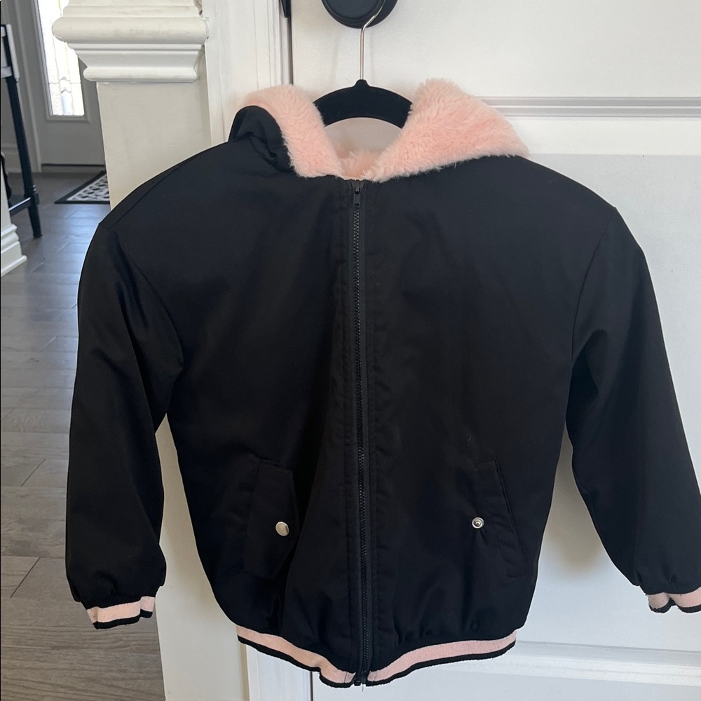 Kids Black and Pink Hooded Jacket